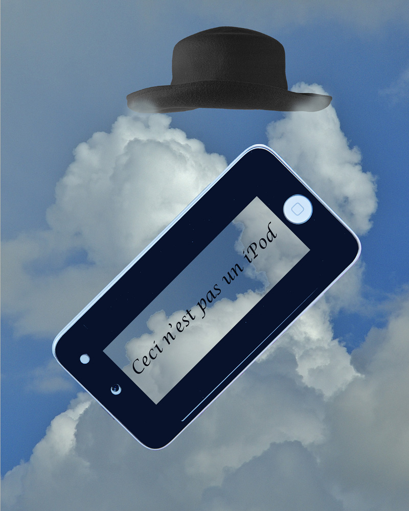 Color photographic montage Raphael Shevelev ceci n'est pas un iPod Magritte